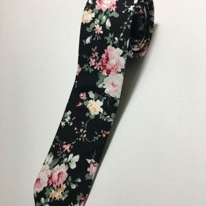 Black floral tie